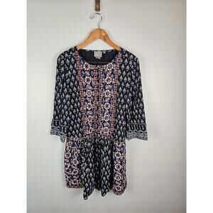 Anthropologie Vanessa Virginia Caria Mini Dress Black Embroidered Size Medium